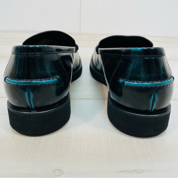 Gucci Men’s Black Leather Two-Tone Penny Loafer, Sz 8 Black Green - Picture 8 of 10